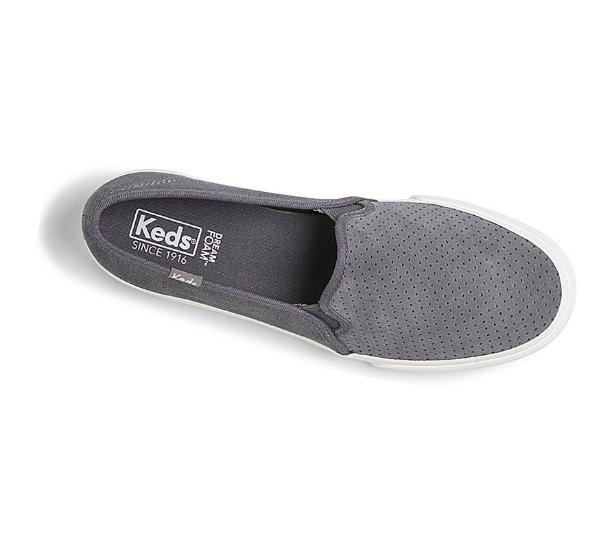 Tenis Slip On Keds Double Decker Perf Gamuza Fall Comodidad Mujer Grises | GWS562907