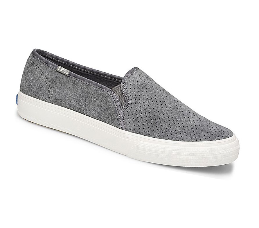 Tenis Slip On Keds Double Decker Perf Gamuza Fall Comodidad Mujer Grises | GWS562907