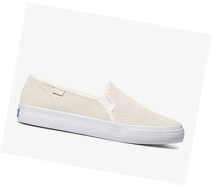 Tenis Slip On Keds Double Decker Perf Gamuza Mujer Blancos | RND146087