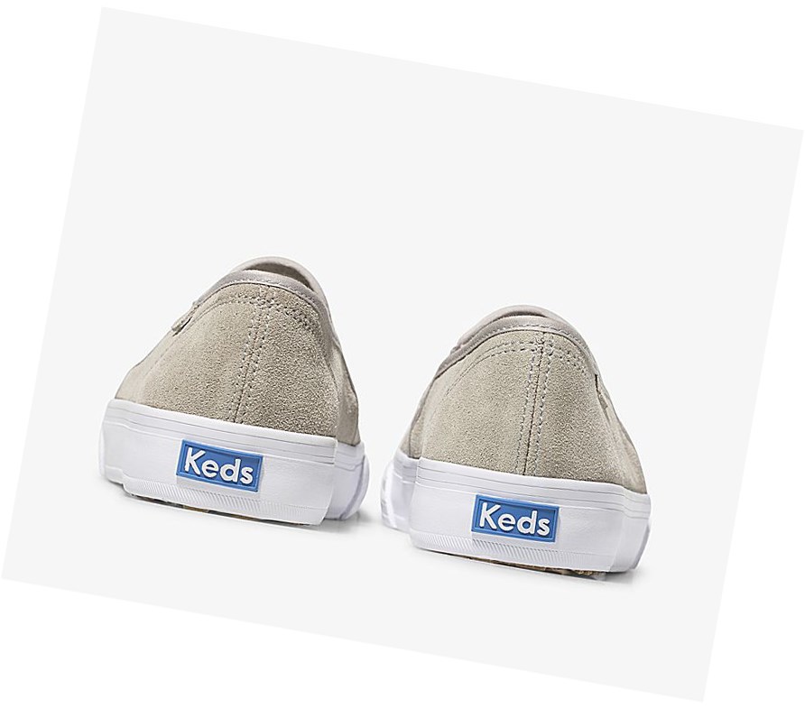 Tenis Slip On Keds Double Decker Perf Gamuza Comodidad Mujer Grises | ZIY520938