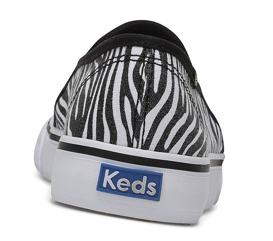 Tenis Slip On Keds Double Decker Zebra Mujer Blancos Negros | DCG768932