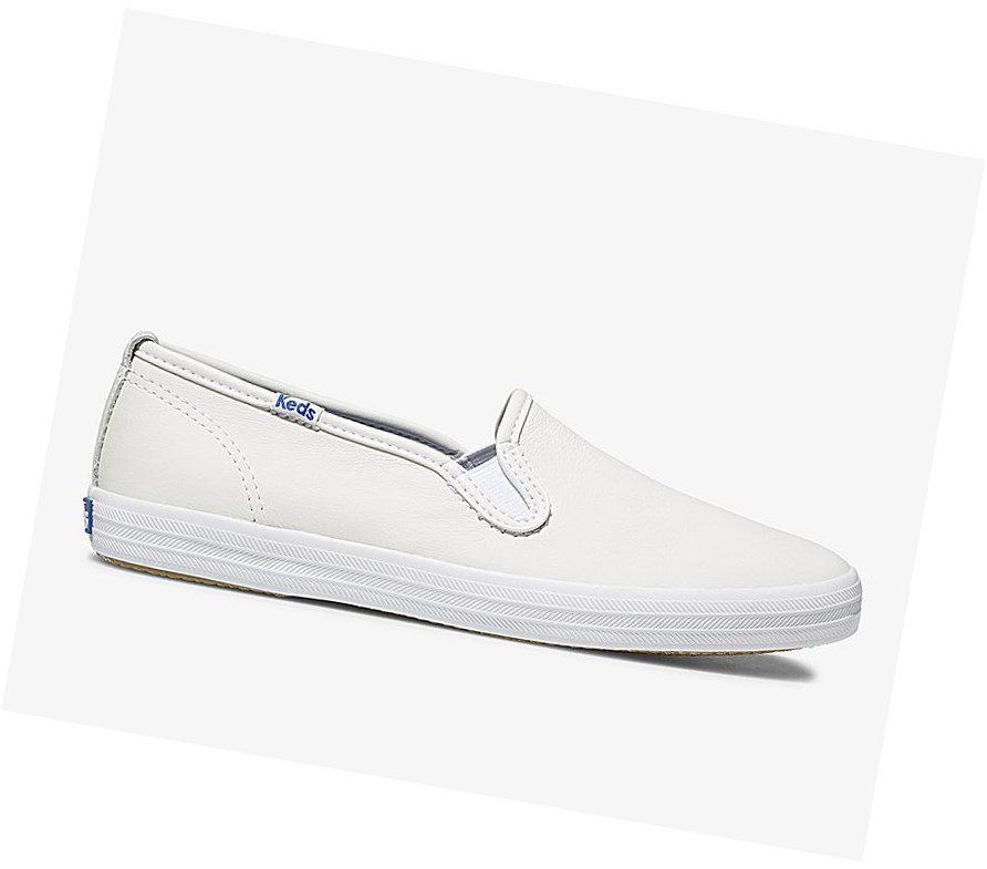 Tenis Slip On Keds Official Site Champion Cuero Mujer Blancos | DZY083574