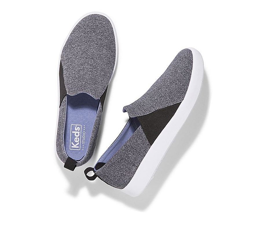 Tenis Slip On Keds Studio Liv Jersey Athleisure Mujer Grises Oscuro | OCH723901