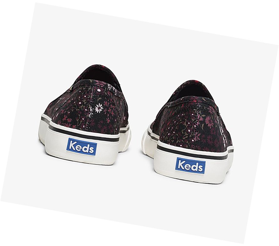 Tenis Slip On Keds Washable Double Decker Floral Mujer Negros Multicolor | IQK143528