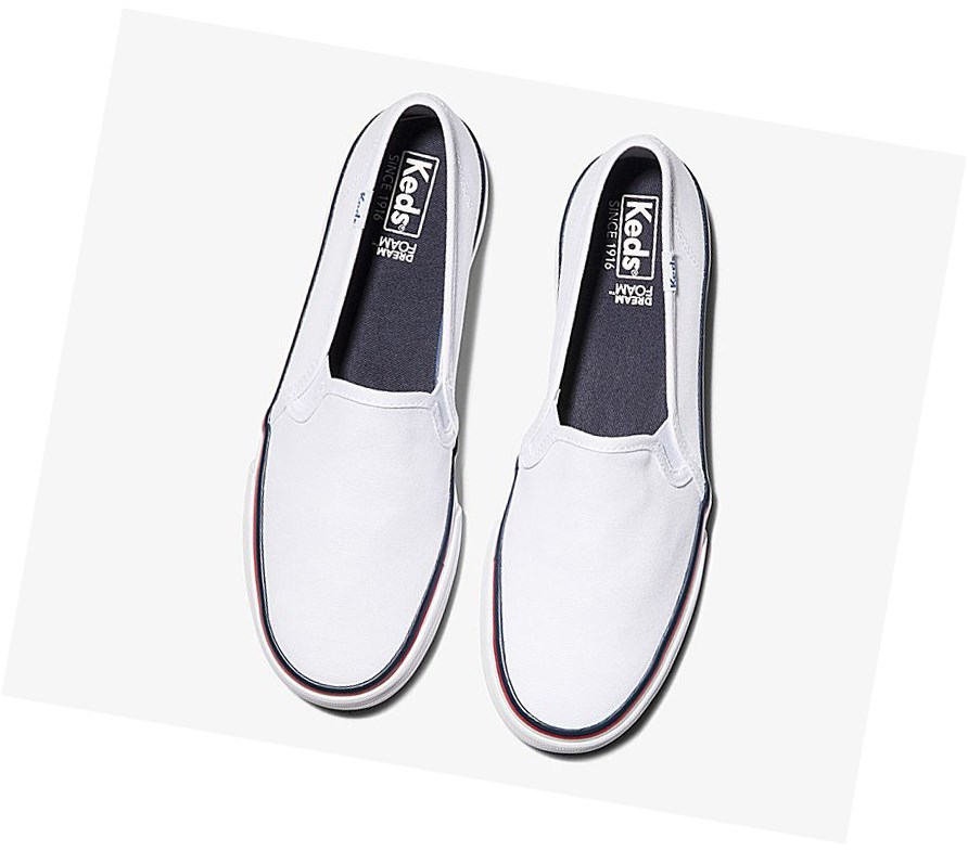 Tenis Slip On Keds Washable Double Decker Varsity Mujer Blancos | KYF940726