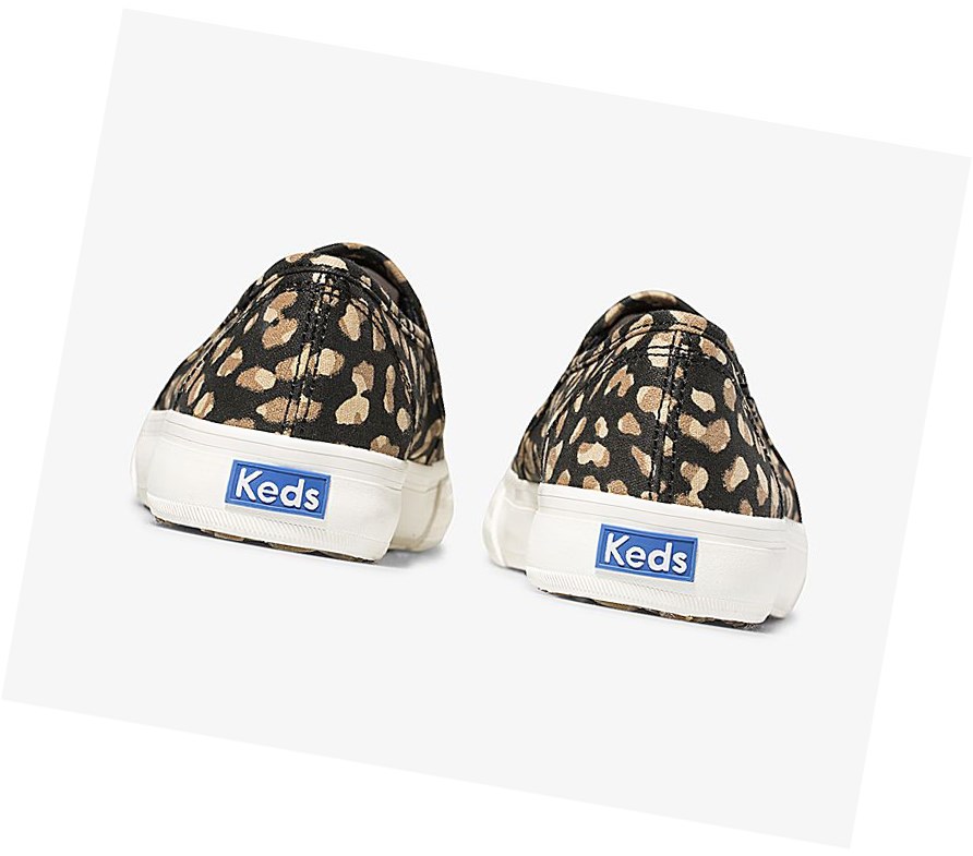 Tenis Slip On Keds Washable Double Decker Animal Mujer Negros Leopardo | OHS097236