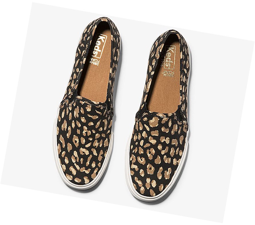 Tenis Slip On Keds Washable Double Decker Animal Mujer Negros Leopardo | OHS097236