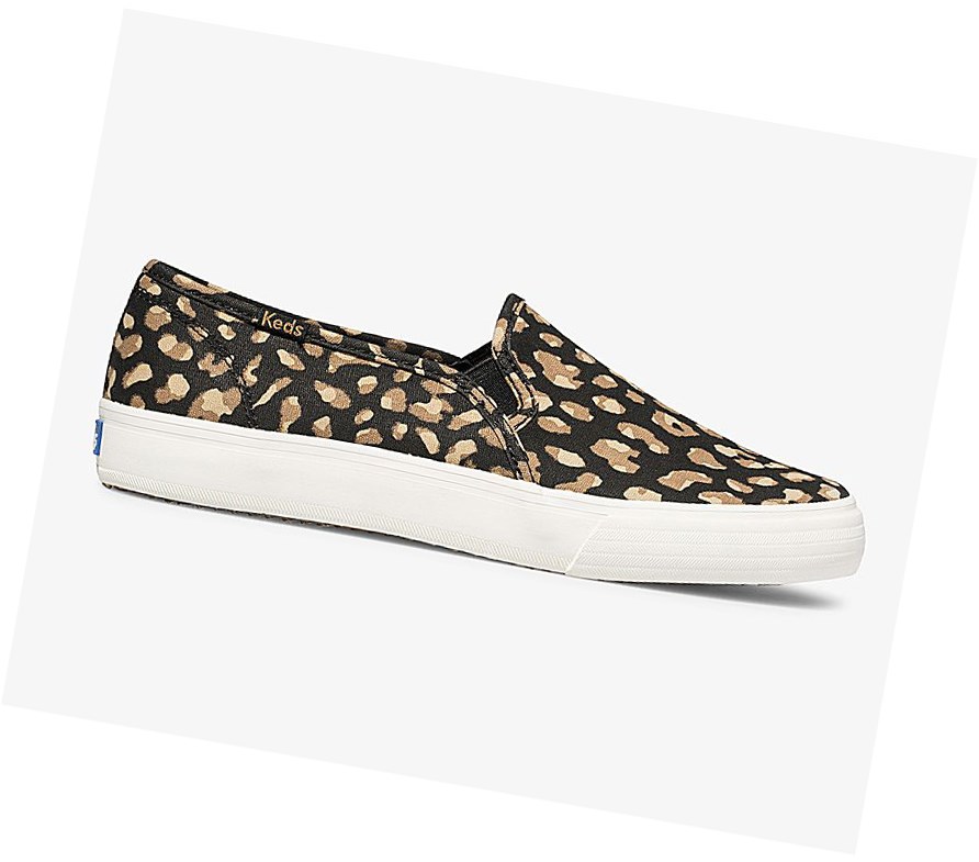 Tenis Slip On Keds Washable Double Decker Animal Mujer Negros Leopardo | OHS097236