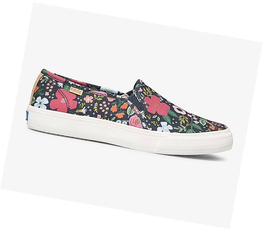 Tenis Slip On Keds x Rifle Paper Co Double Decker Wild Rose Mujer Azul Marino | MCP428761