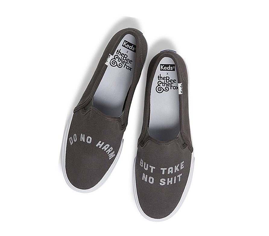 Tenis Slip On Keds x The Bee & The Fox Double Decker ‘Do No Harm’ Mujer Grises Oscuro | BKU985621