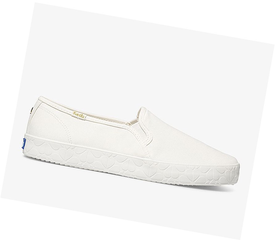 Tenis Slip On Keds x kate spade new york Double Decker Logo Foxing Mujer Blancos | EIW524093