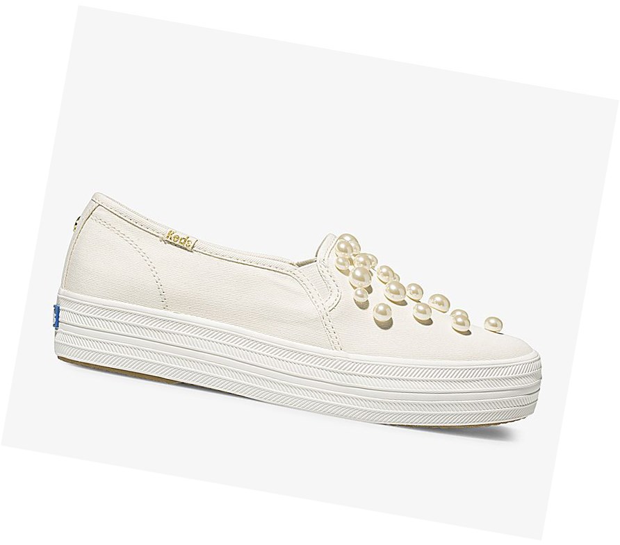 Tenis Slip On Keds x kate spade new york Triple Decker Pearls Wedding Mujer Blancos | MRX081762