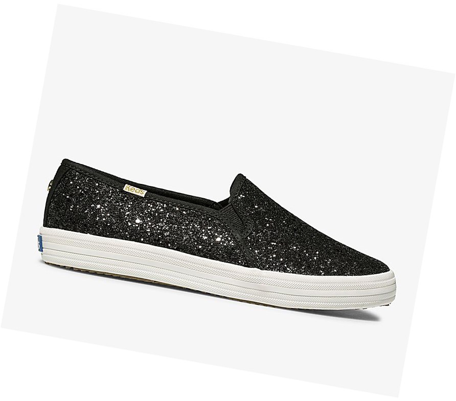 Tenis Slip On Keds x kate spade new york Double Decker Glitter Mujer Negros | YPD315478