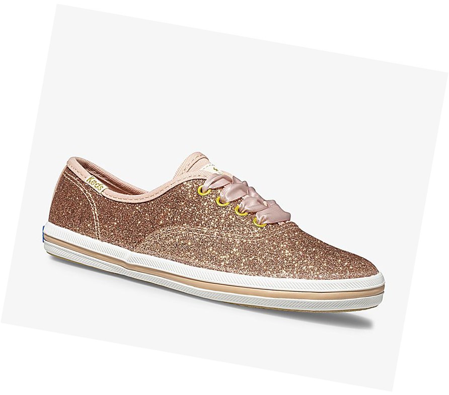 Zapatos Casuales Keds Big Kid x kate spade new york Champion Glitter Niños Rosas Dorados | AXM376918