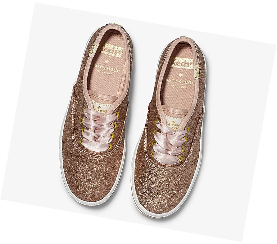 Zapatos Casuales Keds Big Kid x kate spade new york Champion Glitter Niños Rosas Dorados | AXM376918