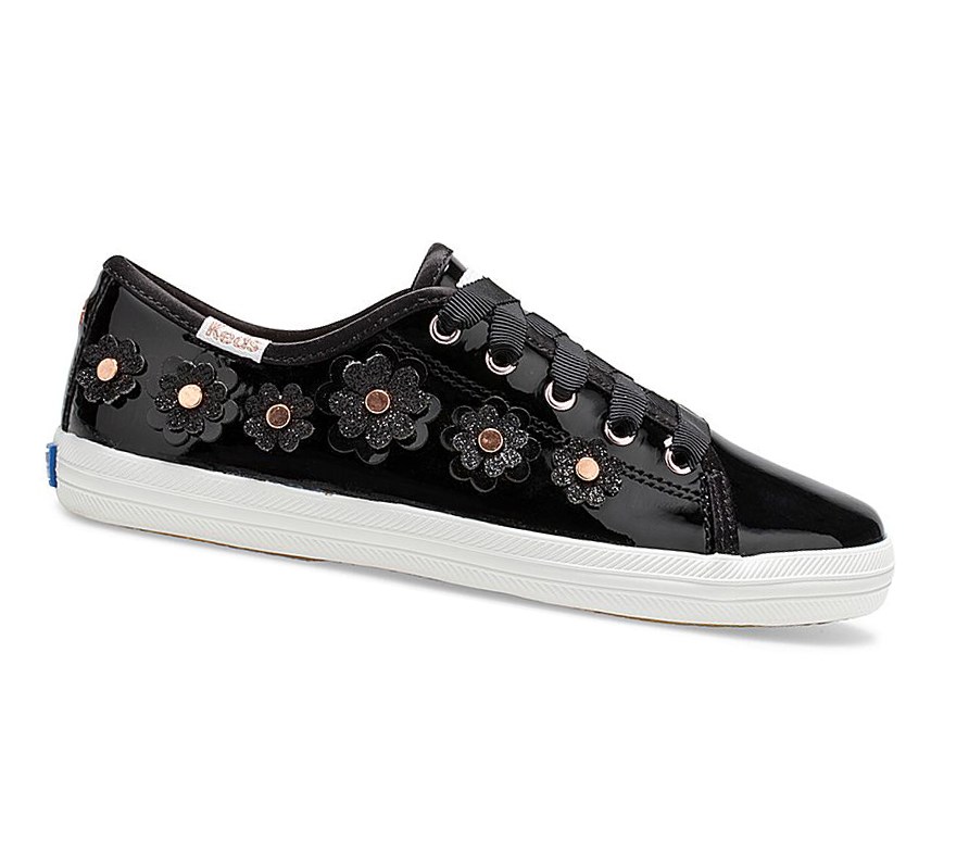 Zapatos Casuales Keds Big Kid x kate spade new york Kickstart Charol Cuero Niños Negros | EUO910725