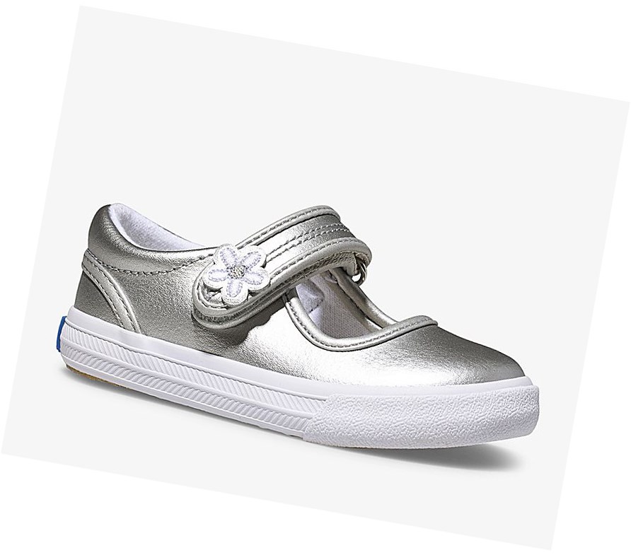 Zapatos Mary Jane Keds Big Kid Ella Mary Jane Mary Janes Niños Plateados Metal | WIQ421956