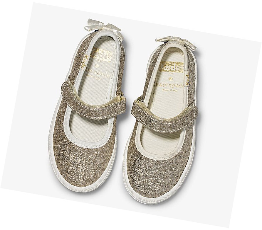 Zapatos Mary Jane Keds Big Kid x kate spade new york Sloane MJ Glitter Mary Janes Niños Dorados | WZT672185