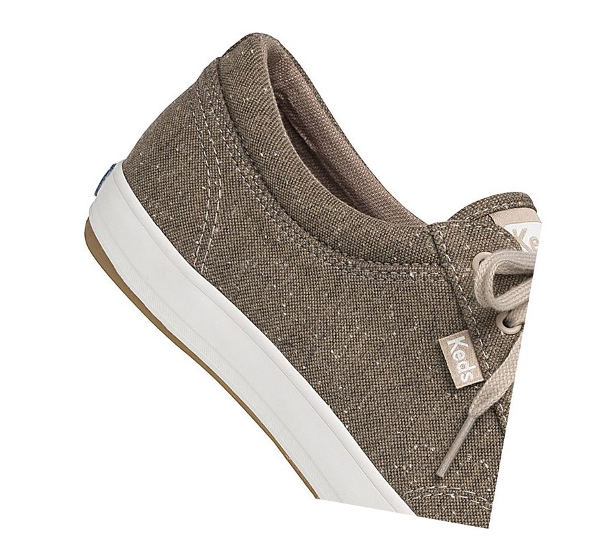 Zapatos con Cordones Keds Center Algodon Slub Comodidad Mujer Amarillos | UPQ381572