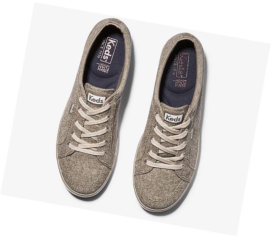 Zapatos con Cordones Keds Center Brushed Denim Mujer Amarillos | CZF571623