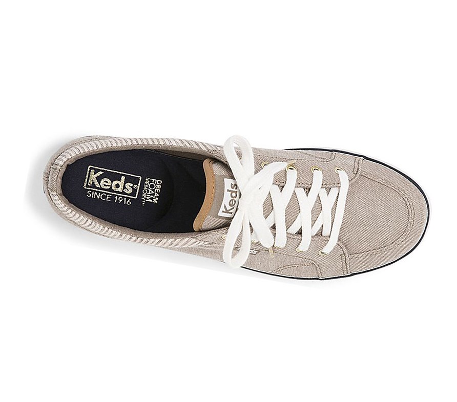 Zapatos con Cordones Keds Center Chambray/Stripe Comodidad Mujer Marrom | KEA728416