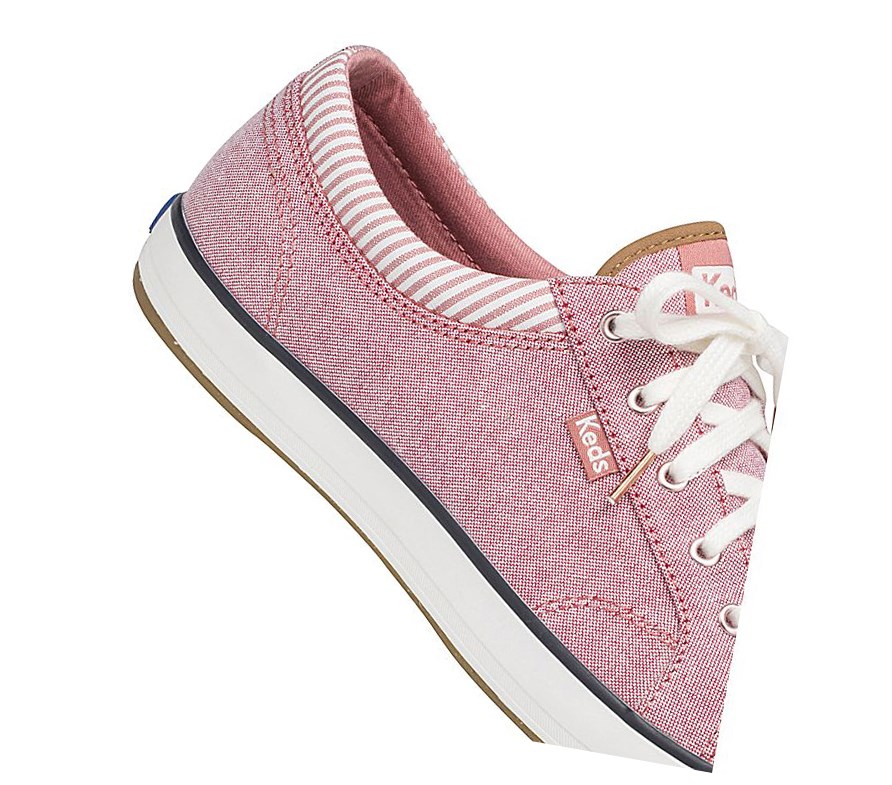 Zapatos con Cordones Keds Center Chambray/Stripe Comodidad Mujer Rojos | NRS157638