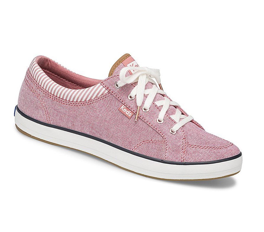 Zapatos con Cordones Keds Center Chambray/Stripe Comodidad Mujer Rojos | NRS157638