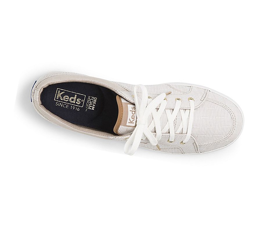 Zapatos con Cordones Keds Center Ticking Stripe Comodidad Mujer Amarillos | ATH815940