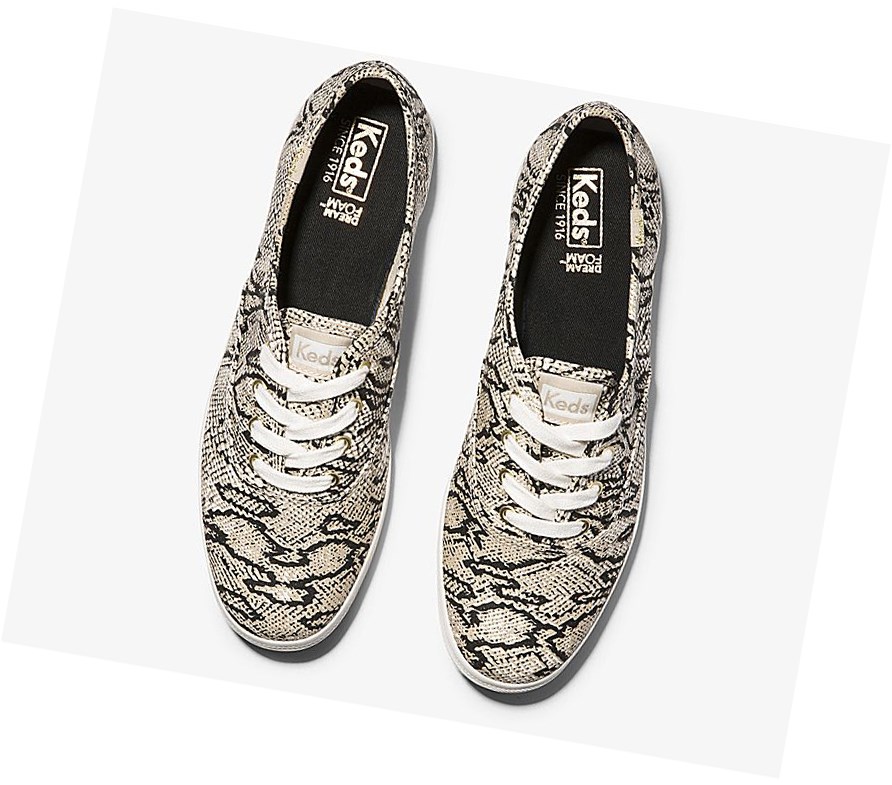 Zapatos con Cordones Keds Champion Animal Mujer Creme Serpent | FXN047368