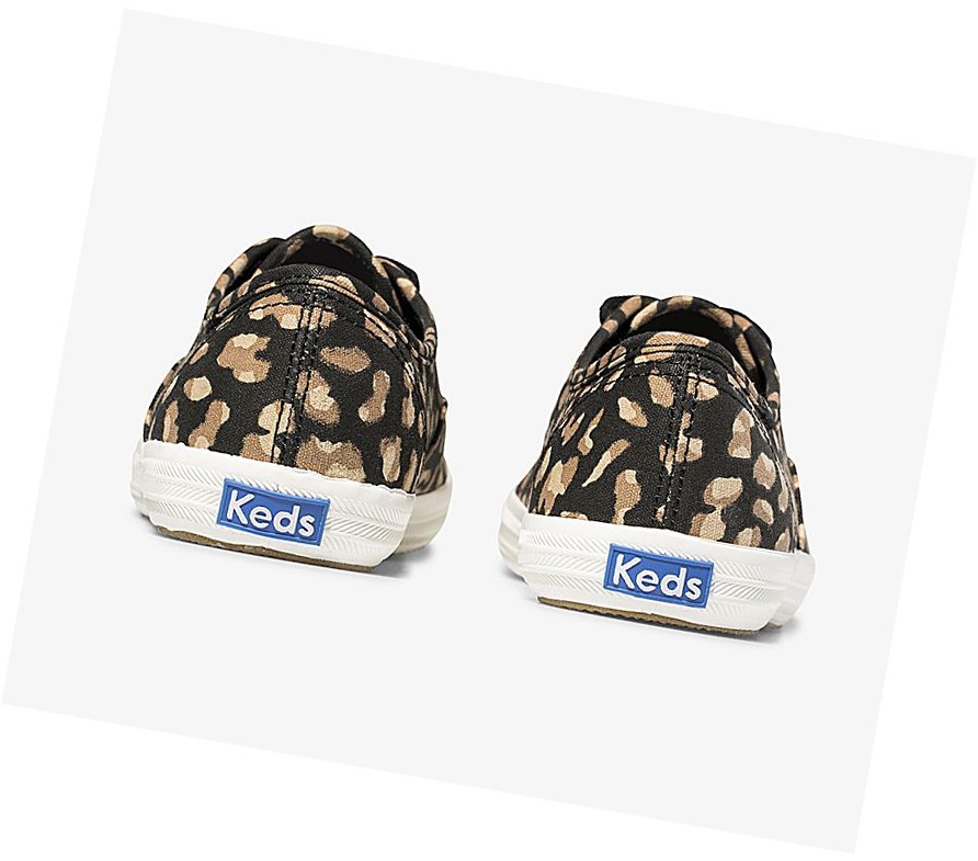 Zapatos con Cordones Keds Champion Animal Mujer Negros Leopardo | IBE193475