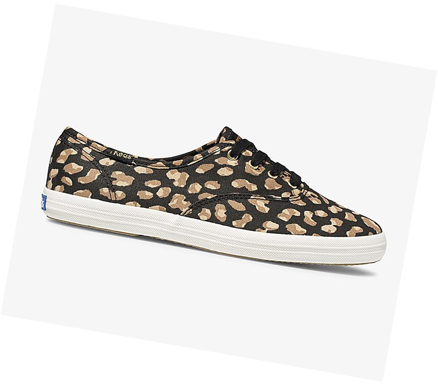 Zapatos con Cordones Keds Champion Animal Mujer Negros Leopardo | IBE193475