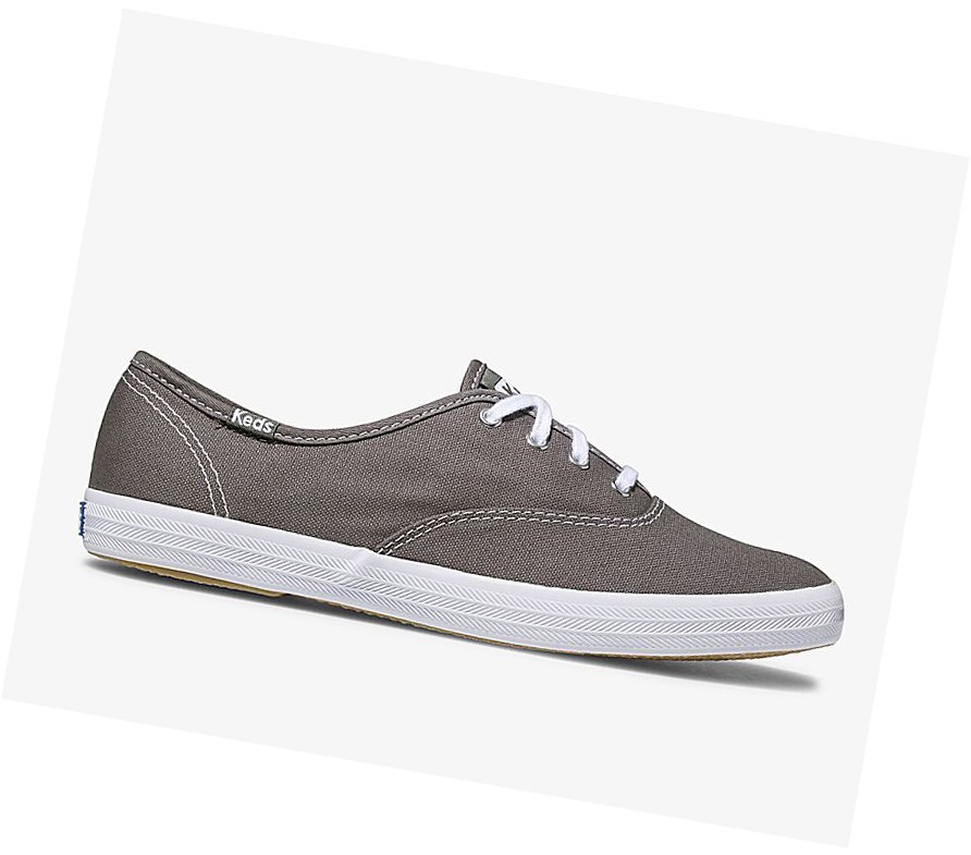 Zapatos con Cordones Keds Champion Lona Originales Mujer Grises Oscuro | RAD461258