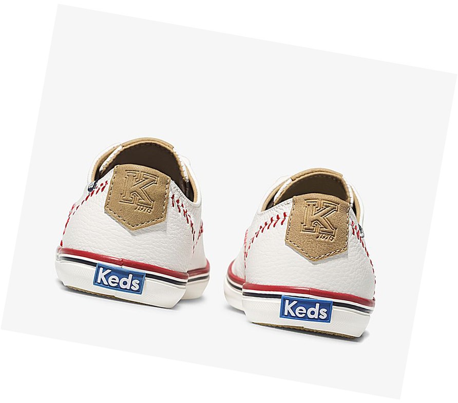 Zapatos con Cordones Keds Champion Pennant Cuero Mujer Blancos | HQW857691