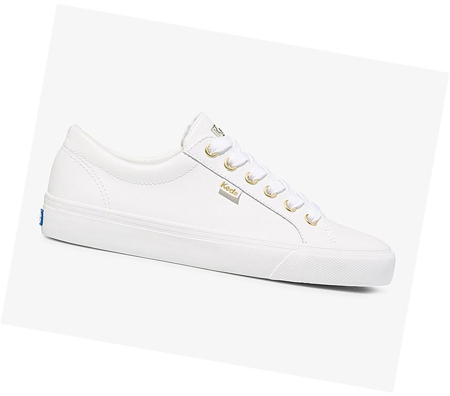 Zapatos con Cordones Keds Jump Kick Cuero Mujer Blancos Dorados | VTA812570