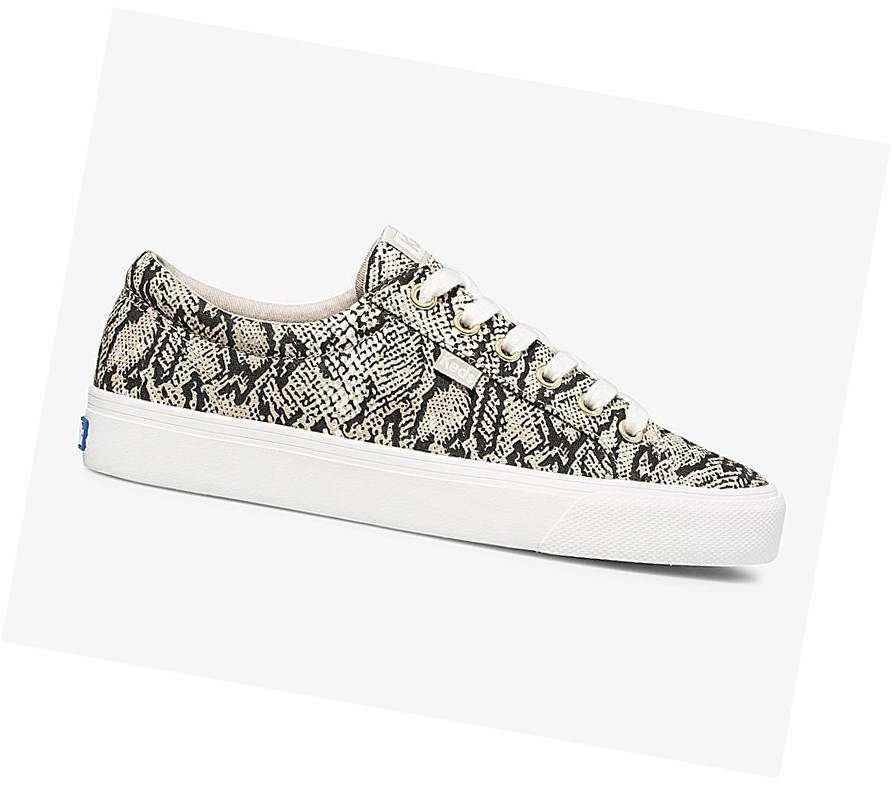 Zapatos con Cordones Keds Jump Kick Snake Mujer Creme Negros | LYH708259