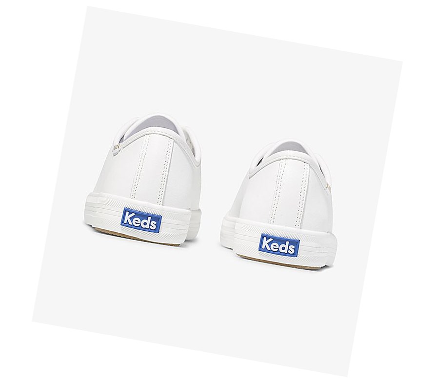 Zapatos con Cordones Keds Kickstart Cuero Mujer Blancos Dorados | ADQ120486