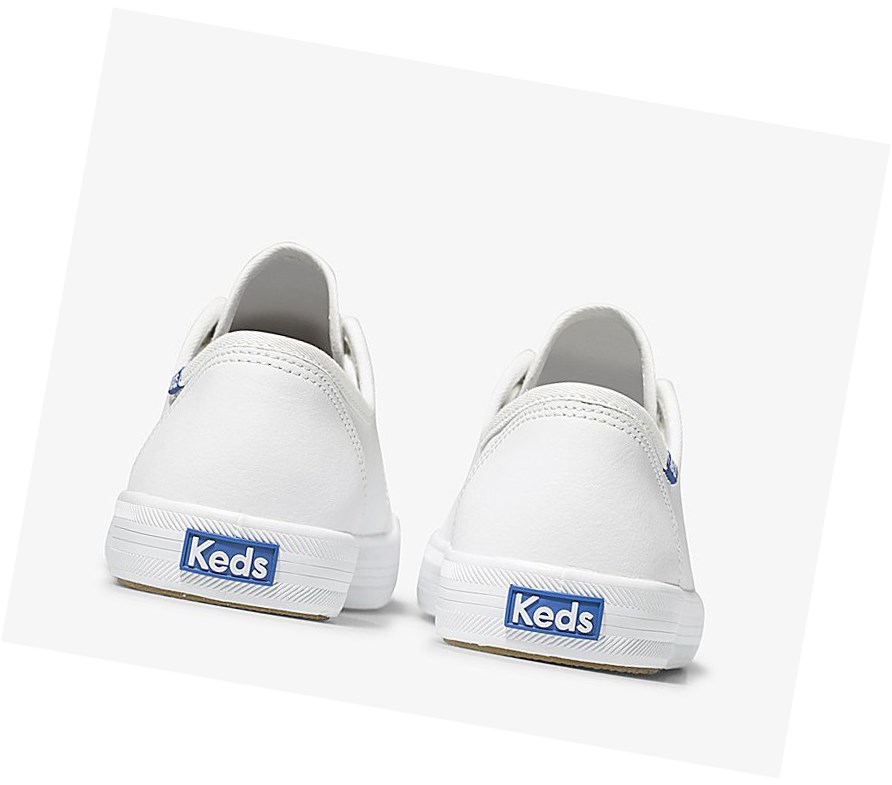 Zapatos con Cordones Keds Kickstart Cuero Mujer Blancos Azules | FUS210847