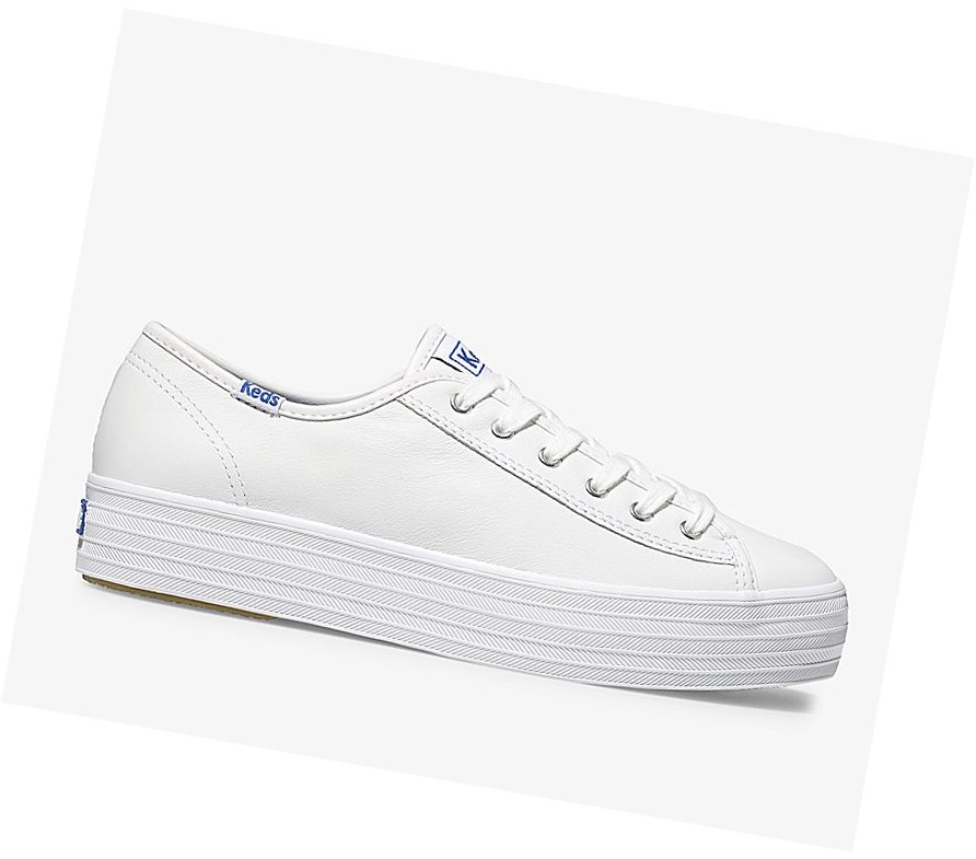 Zapatos con Cordones Keds Triple Kick Cuero Mujer Blancos | HOD437192