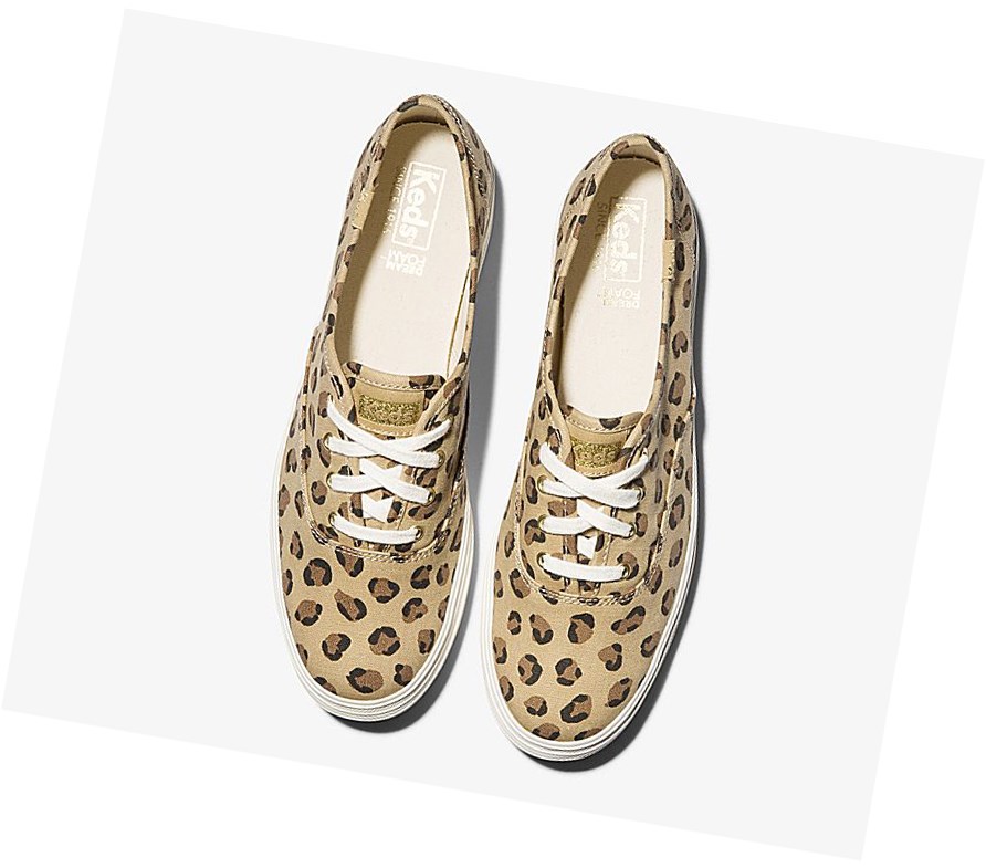 Zapatos con Cordones Keds Triple Leopard Mujer Marrom | GOH170425