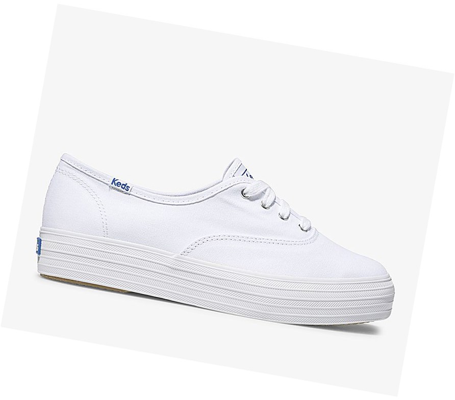 Zapatos con Cordones Keds Triple Mujer Blancos | WLM235471