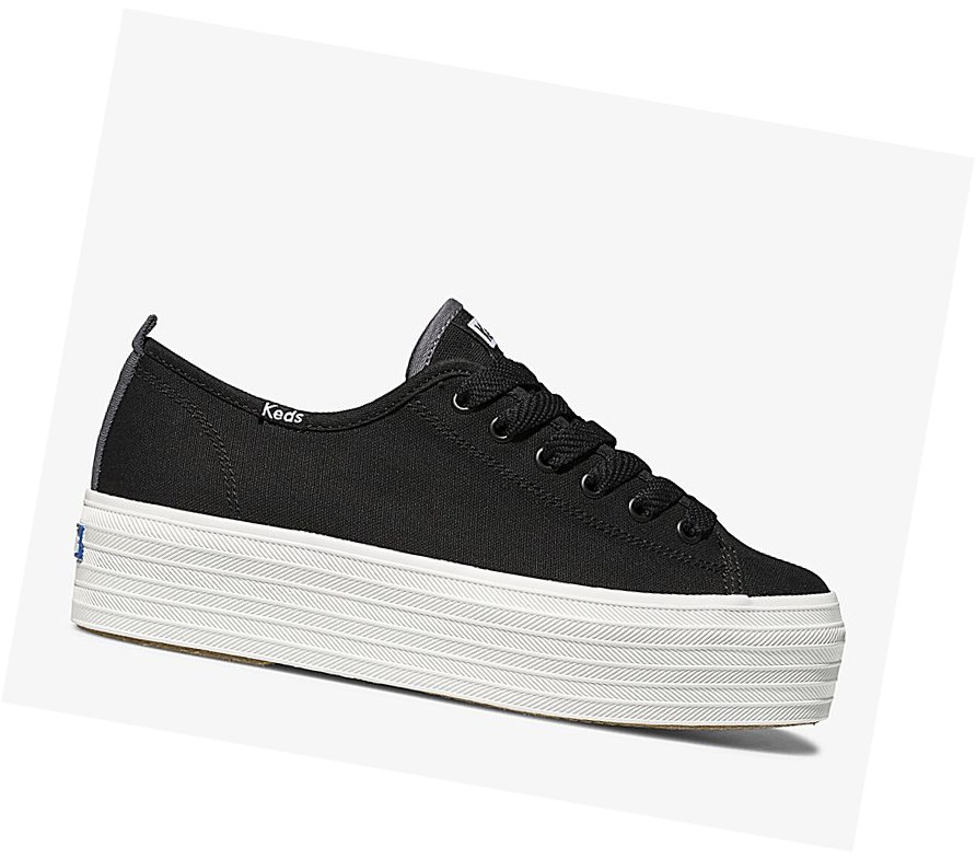 Zapatos con Cordones Keds Triple Up Lona Mujer Negros | HCN560123