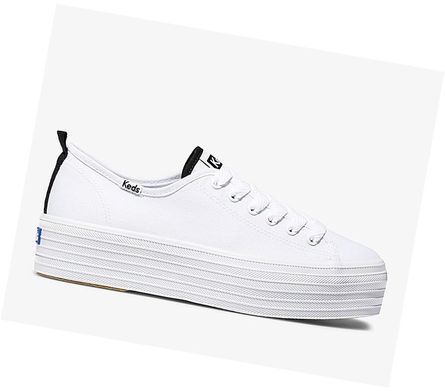 Zapatos con Cordones Keds Triple Up Seasonal Mujer Blancos | LDA901647